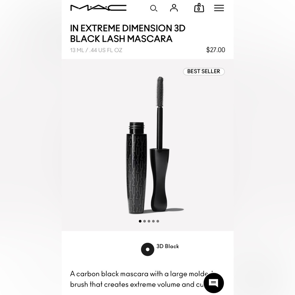 MAC Cosmetics IN EXTREME DIMENSION 3D BLACK LASH MASCARA - New/Never Used!